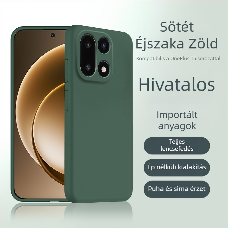 OnePlus 15 folyékony szilikon védőtok teljes lencsevédeléssel, ütésálló és hőelvezetés