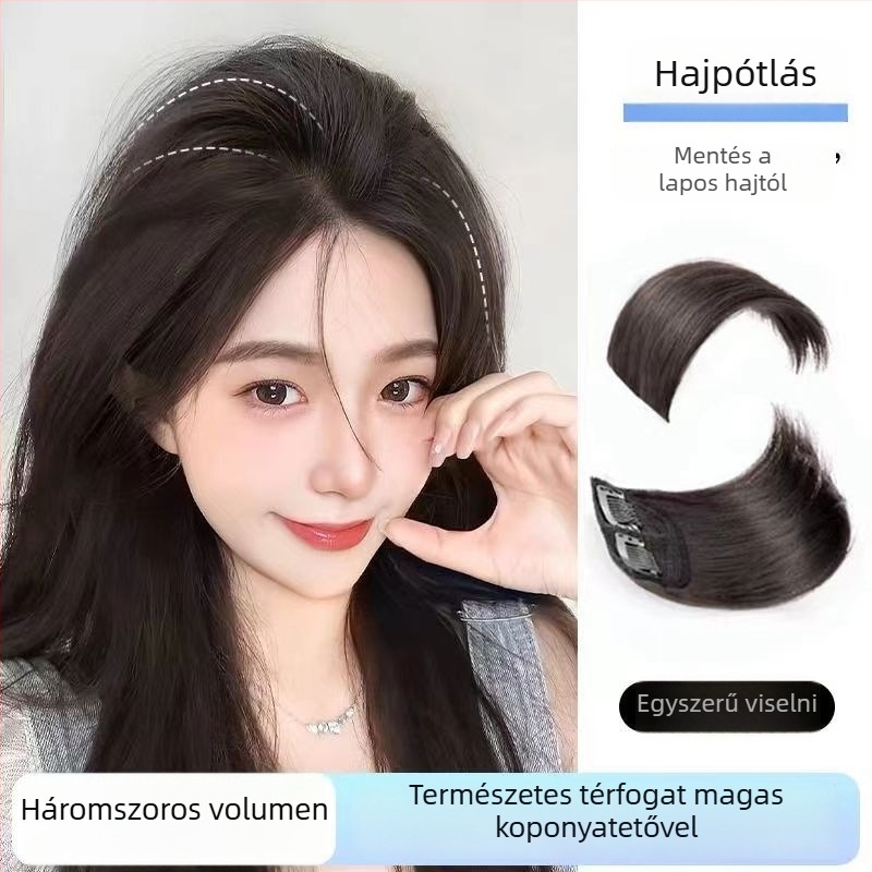 Ex06 Hajvolumen-növelő lapok — Két darab, varrat nélküli korona és oldalpanel, egyenes haj, magas hőmérsékletű huzal, mechanizmusos dizájn, nem festhető