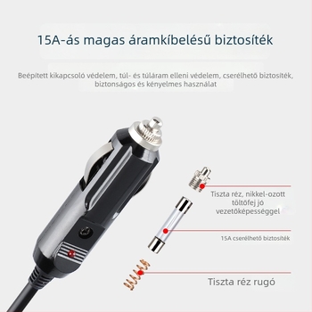 Youliang Cigarettagyújtó hosszabbító kábel 12-24V, krokodilcsipkés adapter, DZ modell, 5V Boost kimenet