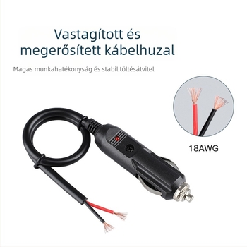 Youliang Cigarettagyújtó hosszabbító kábel 12-24V, krokodilcsipkés adapter, DZ modell, 5V Boost kimenet