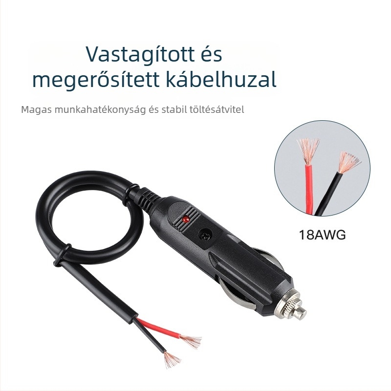 Youliang Cigarettagyújtó hosszabbító kábel 12-24V, krokodilcsipkés adapter, DZ modell, 5V Boost kimenet