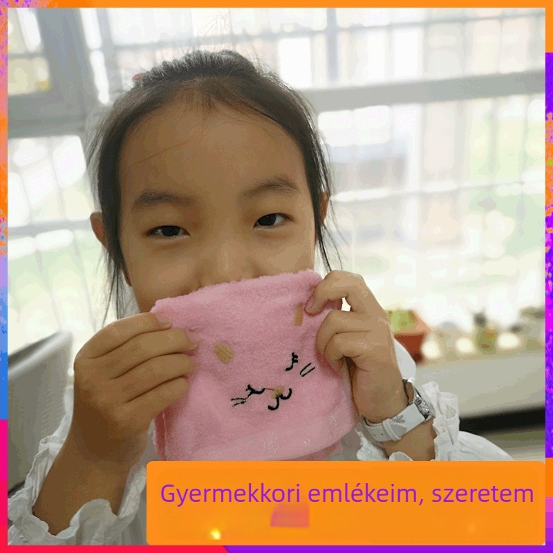 Bambusz rostból készült törölköző babáknak és gyerekeknek karikatúra macska mintával; hímzés, jacquard szövés; súly 50-80 g