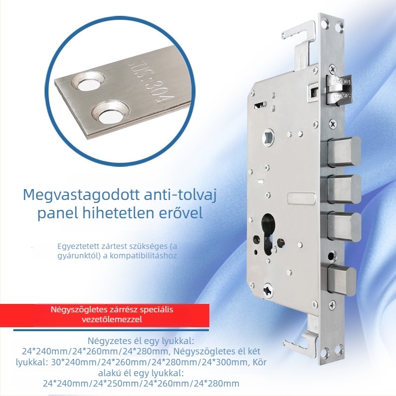Ujjlenyomatos ajtózár test, rozsdamentes acél, 85 g, modell Guide plate, modern minimalista stílus