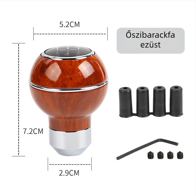 Fa sebességváltó-gomb fa textúrájú, kör alakú golyóval manuális váltóhoz (Modell: Wood grain ball gear head; Márka: Powerful manufacturer; OEM: Original factory)