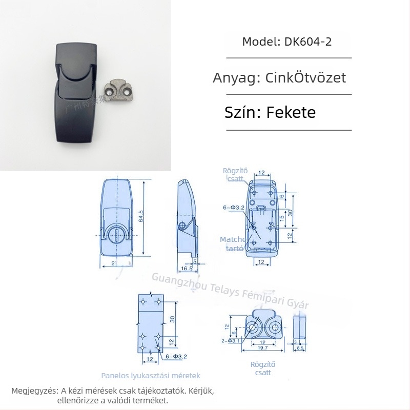 Ternis DK604/DKS hasp zár – cinkötvözet, elektromos szekrények és elosztó dobozok számára, modell DKS/DK604