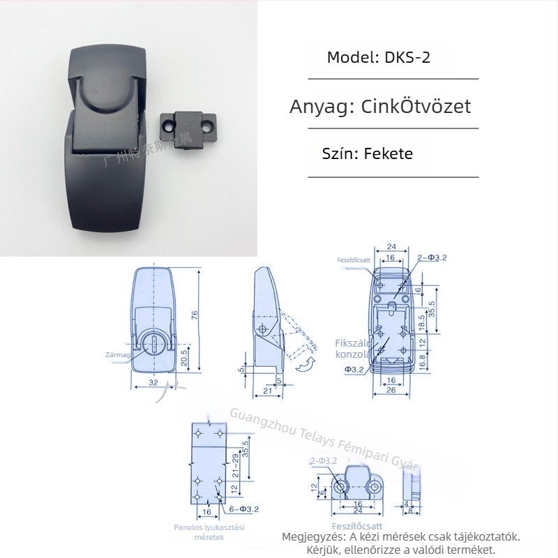 Ternis DK604/DKS hasp zár – cinkötvözet, elektromos szekrények és elosztó dobozok számára, modell DKS/DK604