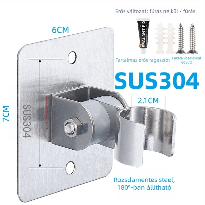 HZ388 rozsdamentes acél zuhanyállvány – fúrás nélküli szerelés, állítható zuhanyfej tartó esőzuhany funkcióval