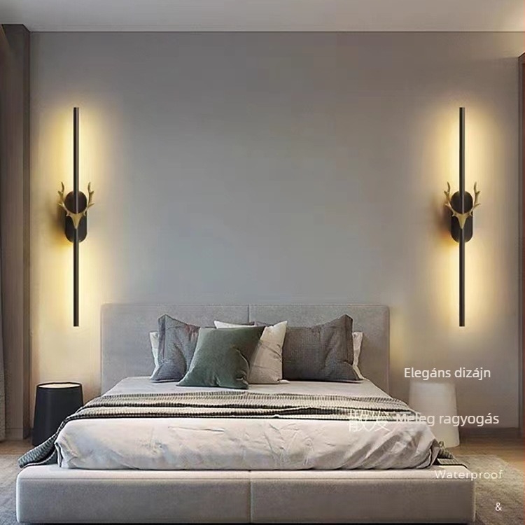 Beltéri LED hosszú sáv falikar, szarvas agancs design, minimalist és kreatív világítás hálószobához és nappaliba