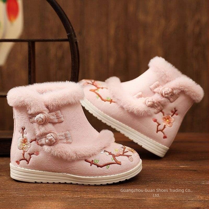 Kézzel szőtt cipők, kínai stílusú négyszögletes sarokkal, pamut felsőrész, gumírozott talp, fűző nélküli slip-on