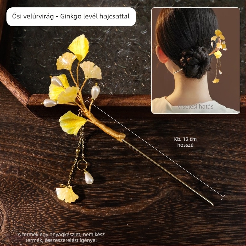 Velúr virágos hajtű – DIY anyagkészlet, ősi stílus, ötvözet, egyedileg csomagolva, 2025 tavasz