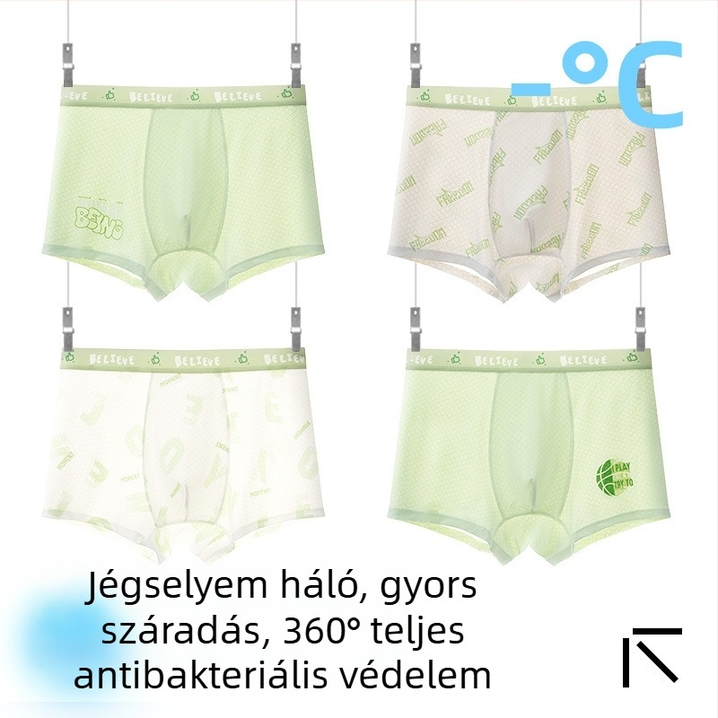 Fiúknak gyerek alsónemű, Ice Silk anyag, 85% nylon, 15% spandex, nyár 2025, varrat nélküli