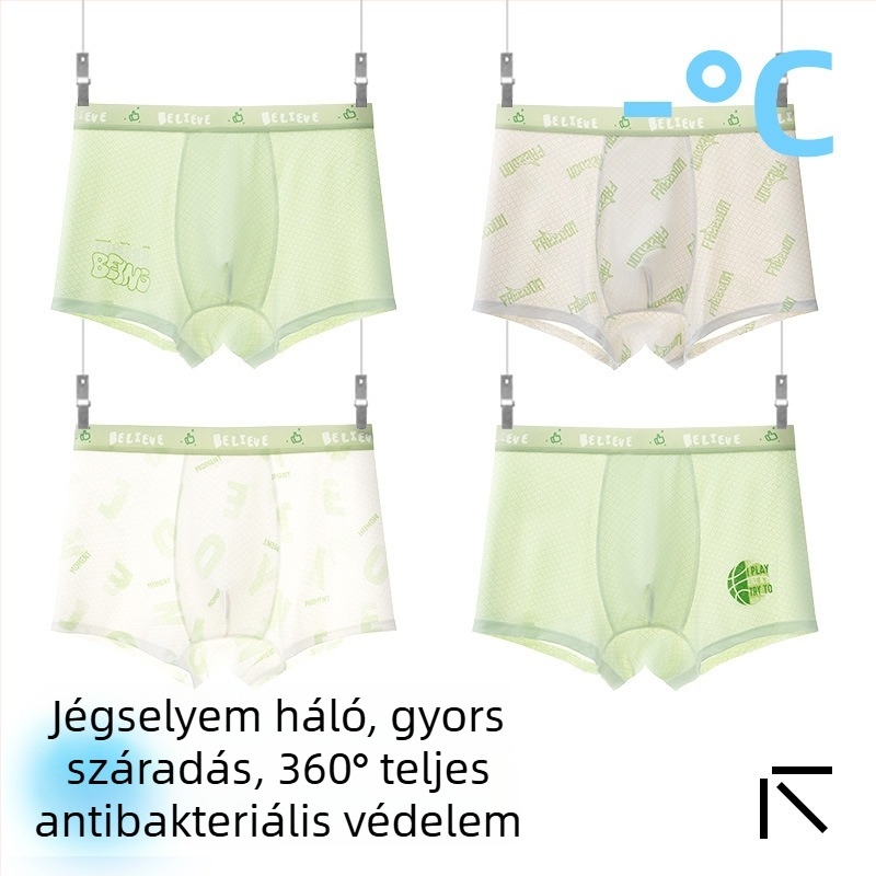 Fiúknak gyerek alsónemű, Ice Silk anyag, 85% nylon, 15% spandex, nyár 2025, varrat nélküli