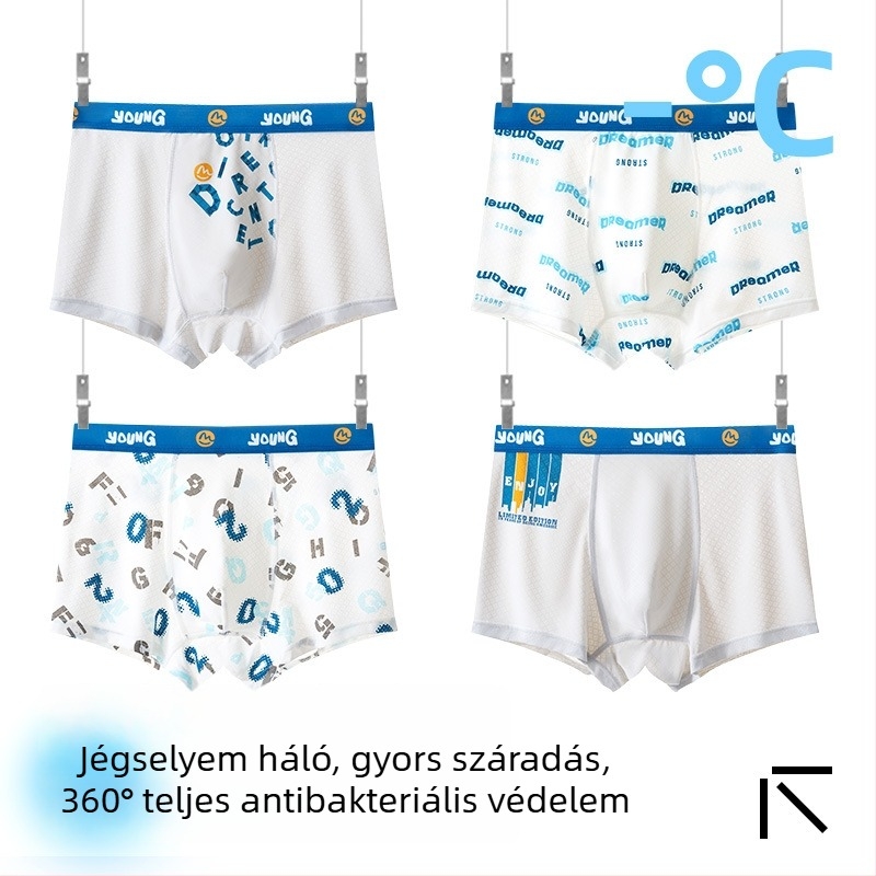 Fiúknak gyerek alsónemű, Ice Silk anyag, 85% nylon, 15% spandex, nyár 2025, varrat nélküli