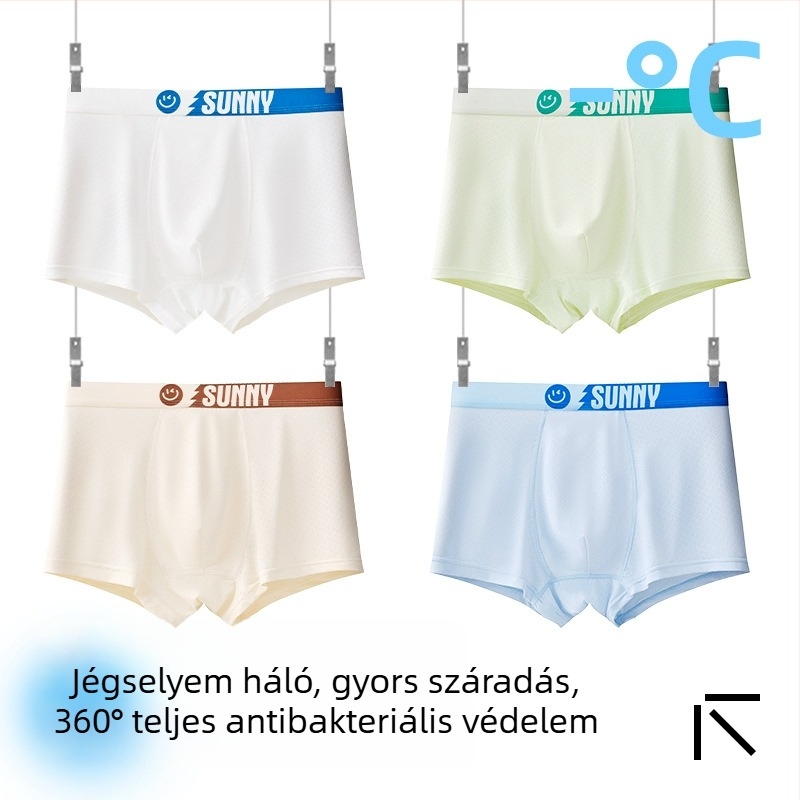 Fiúknak gyerek alsónemű, Ice Silk anyag, 85% nylon, 15% spandex, nyár 2025, varrat nélküli