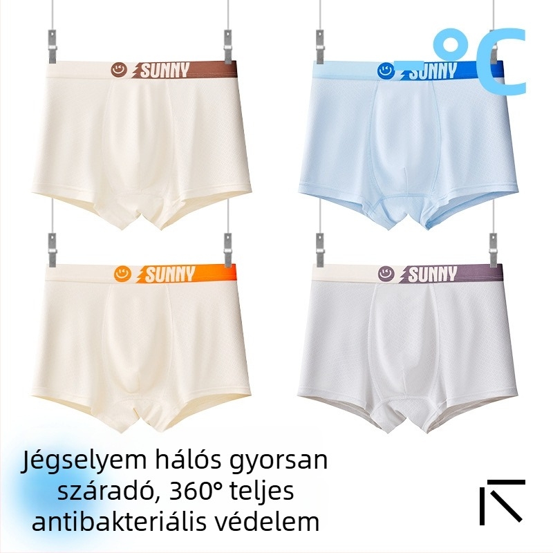 Fiúknak gyerek alsónemű, Ice Silk anyag, 85% nylon, 15% spandex, nyár 2025, varrat nélküli