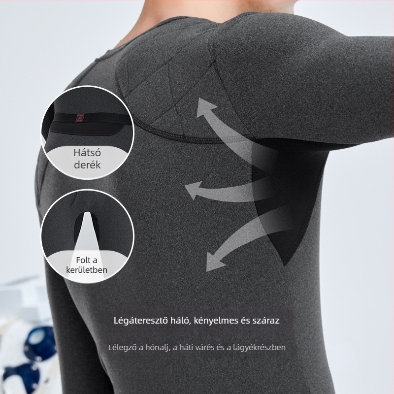 Aerogél termosz készlet uniszex, fleece bélés, térdvédős, kerek nyakú, hosszú ujjú felső és nadrág, egy rétegű, 181–200 g/m²