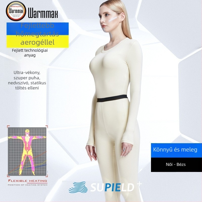 Aerogél termosz készlet uniszex, fleece bélés, térdvédős, kerek nyakú, hosszú ujjú felső és nadrág, egy rétegű, 181–200 g/m²