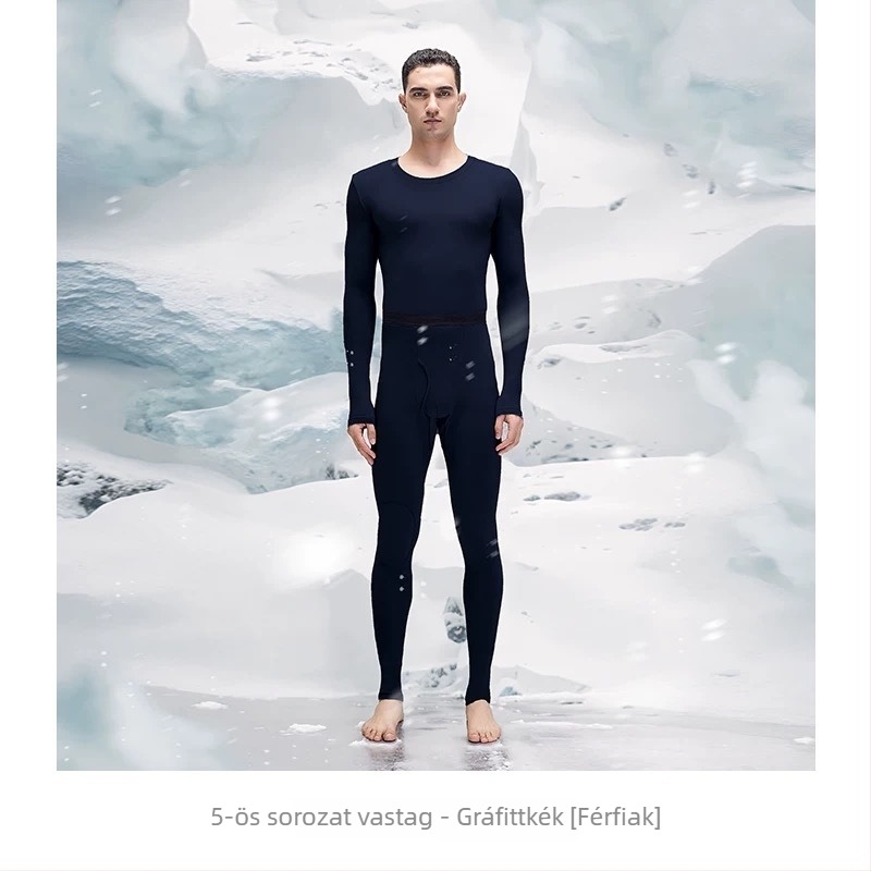 Aerogél termosz készlet uniszex, fleece bélés, térdvédős, kerek nyakú, hosszú ujjú felső és nadrág, egy rétegű, 181–200 g/m²