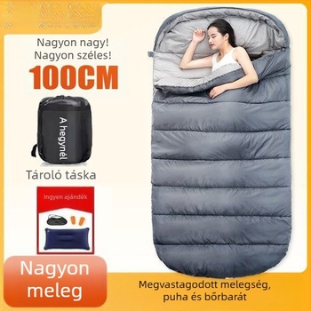 Felnőtt alvózsák, kültéri, széles és vastag, négy évszakos, hordozható, téglalap alakú dizájn; anyag: nylon; bélés: poliészter-pamut