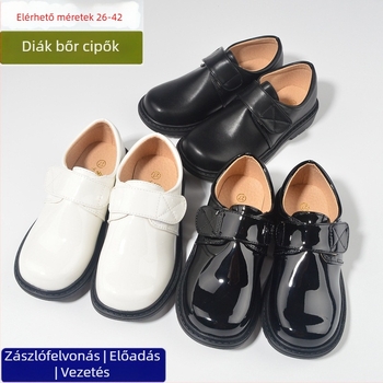 Yongle gyerekeknek szóló fekete bőr cipő fiúknak, brit stílus, puha talp, elegáns cipő iskola és előadásokhoz