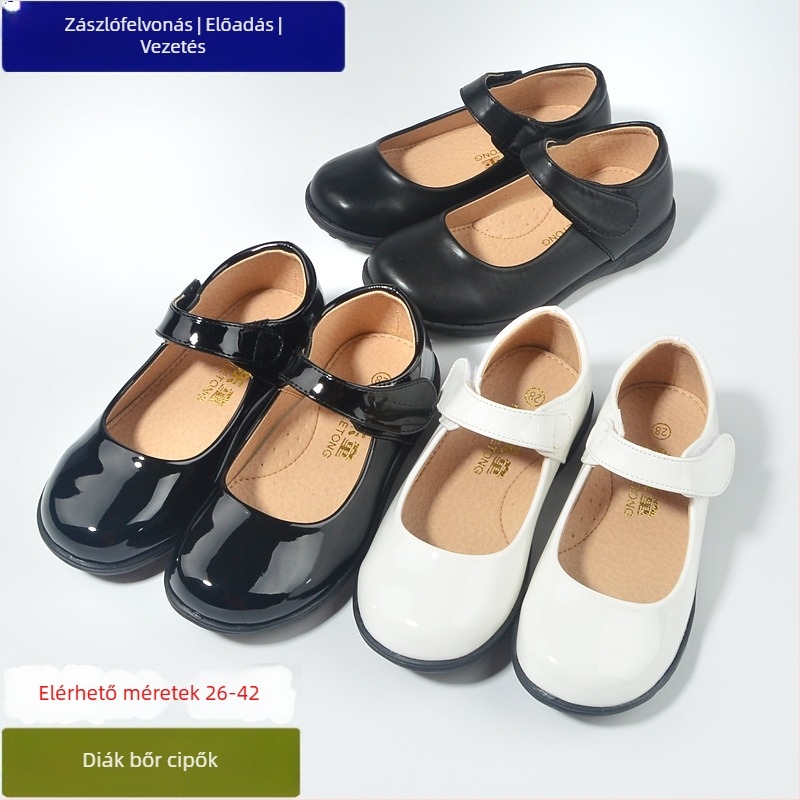 Yongle gyerekeknek szóló fekete bőr cipő fiúknak, brit stílus, puha talp, elegáns cipő iskola és előadásokhoz