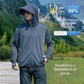 Kültéri szélvédő dzseki kapucnival, levehető, UPF50+ UV-védelem, lélegző, gyorsan száradó