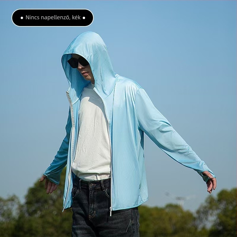 Kültéri szélvédő dzseki kapucnival, levehető, UPF50+ UV-védelem, lélegző, gyorsan száradó