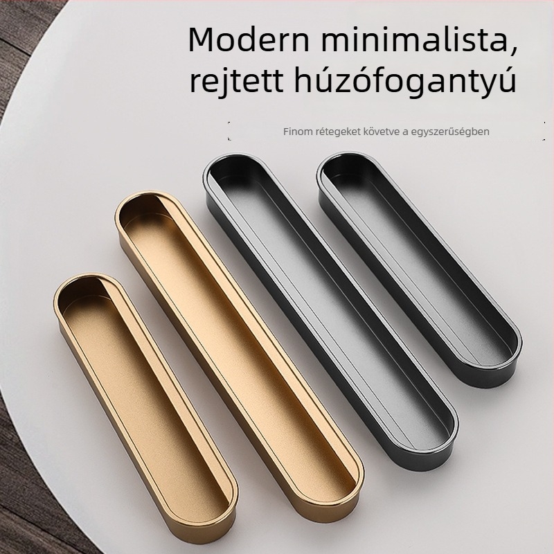 Rejtett beépített fogantyú szekrényajtókhoz — alumínium ötvözet, permetezett felület, modern minimalista stílus