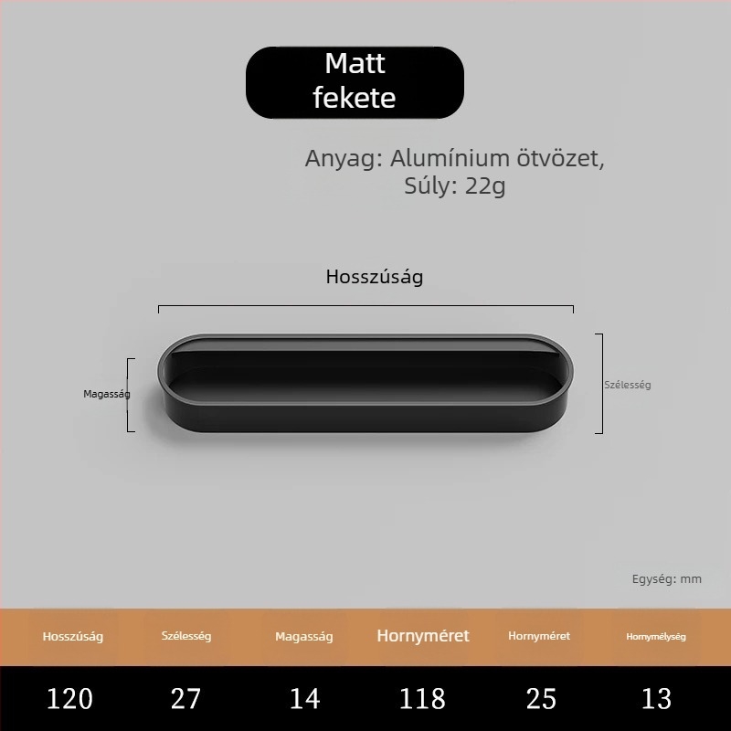 Rejtett beépített fogantyú szekrényajtókhoz — alumínium ötvözet, permetezett felület, modern minimalista stílus