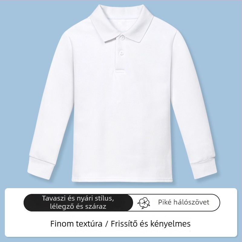 Gyerekek polo pólója, 95% pamut / 5% spandex, Tavasz–Ősz, Szabad szabású, 3–8 évesek
