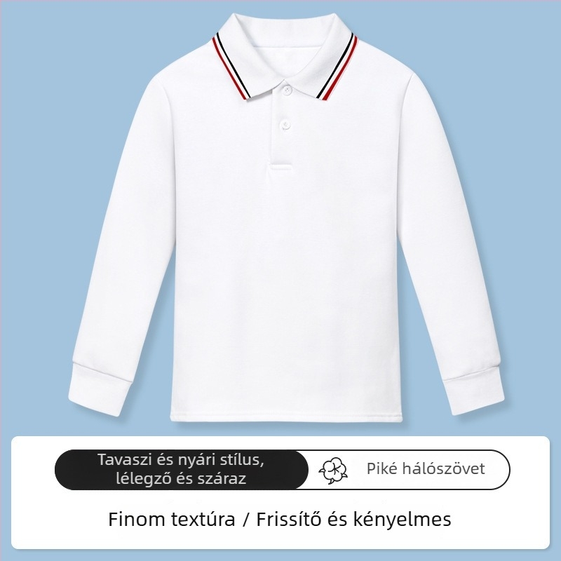 Gyerekek polo pólója, 95% pamut / 5% spandex, Tavasz–Ősz, Szabad szabású, 3–8 évesek