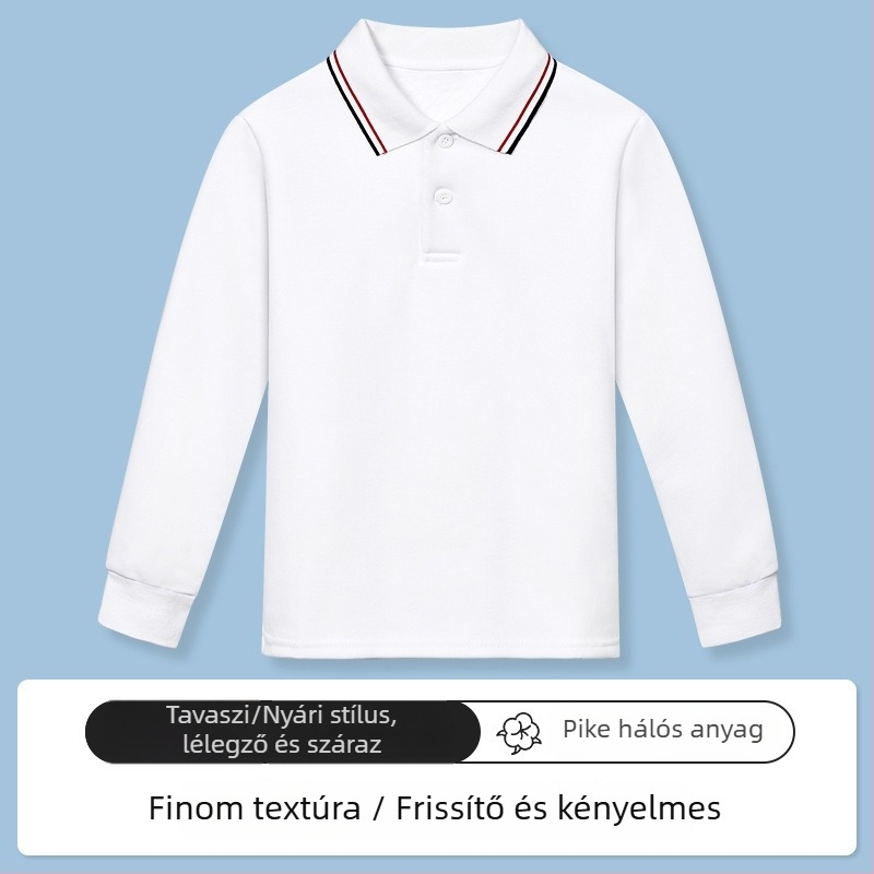 Gyerekek polo pólója, 95% pamut / 5% spandex, Tavasz–Ősz, Szabad szabású, 3–8 évesek