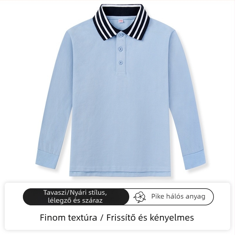 Gyerekek polo pólója, 95% pamut / 5% spandex, Tavasz–Ősz, Szabad szabású, 3–8 évesek