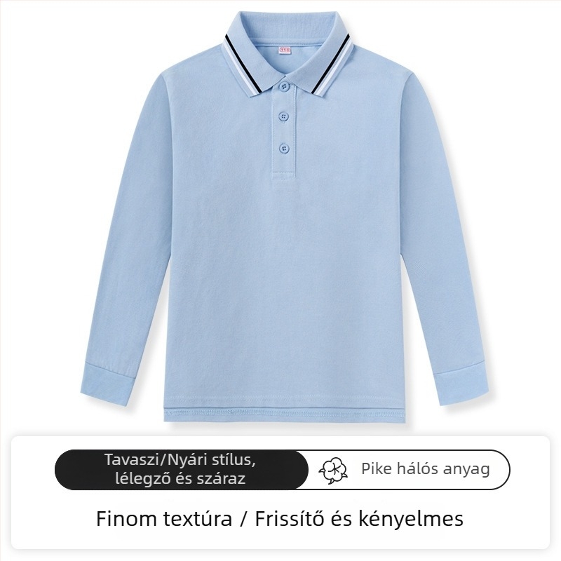 Gyerekek polo pólója, 95% pamut / 5% spandex, Tavasz–Ősz, Szabad szabású, 3–8 évesek