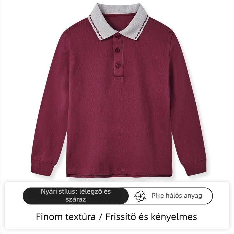 Gyerekek polo pólója, 95% pamut / 5% spandex, Tavasz–Ősz, Szabad szabású, 3–8 évesek
