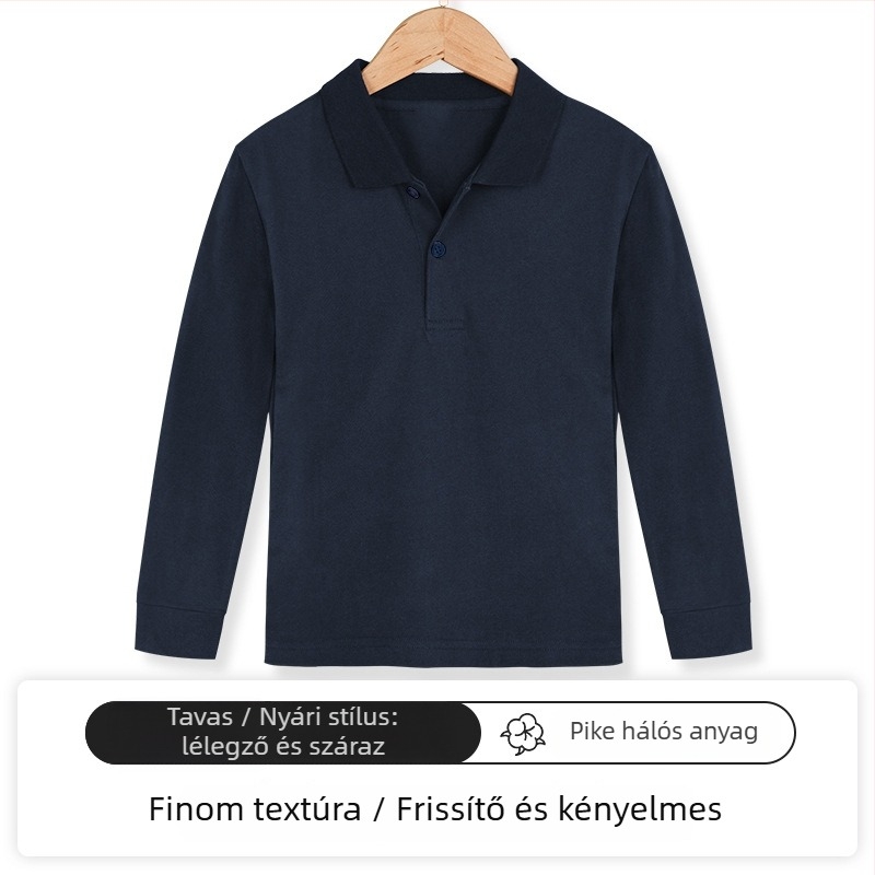 Gyerekek polo pólója, 95% pamut / 5% spandex, Tavasz–Ősz, Szabad szabású, 3–8 évesek