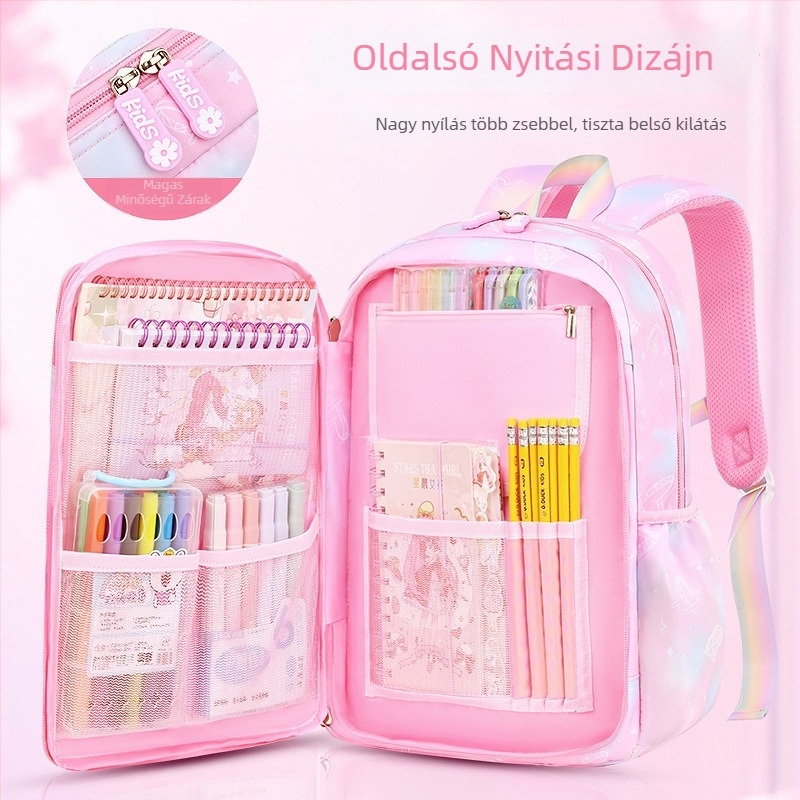 Iskolai hátizsák lányoknak Oxford anyagból — légáteresztő, ultra könnyű, tehercsökkentés, gradiens mintázat, görbült vállpántok