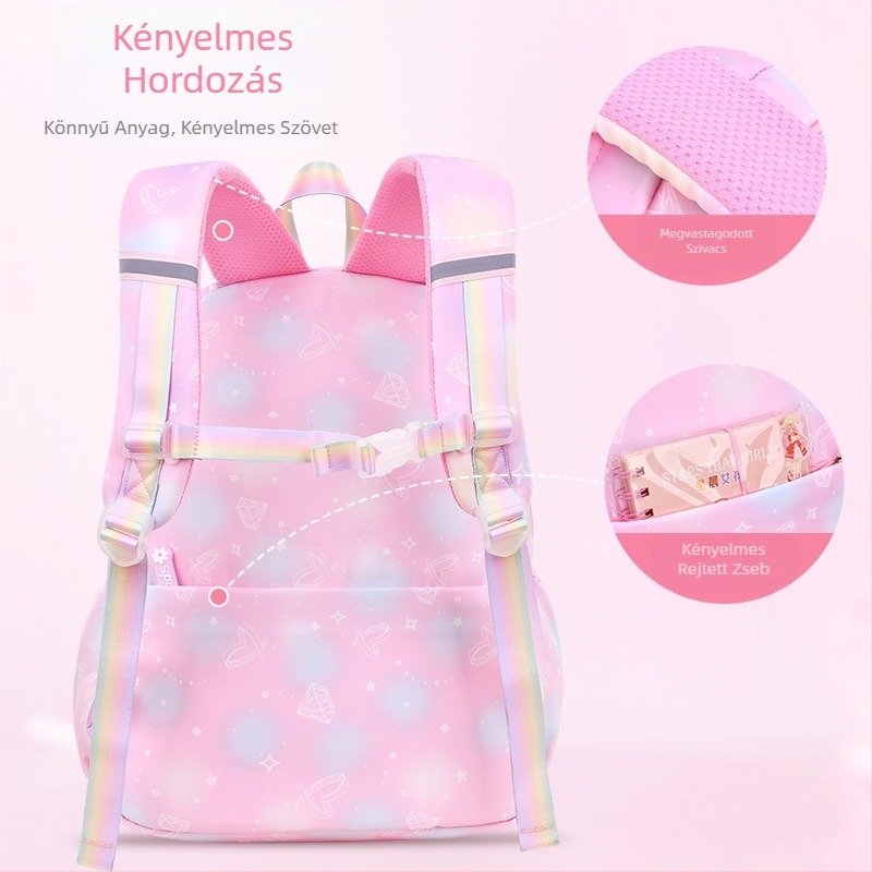 Iskolai hátizsák lányoknak Oxford anyagból — légáteresztő, ultra könnyű, tehercsökkentés, gradiens mintázat, görbült vállpántok