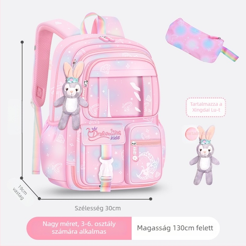 Iskolai hátizsák lányoknak Oxford anyagból — légáteresztő, ultra könnyű, tehercsökkentés, gradiens mintázat, görbült vállpántok