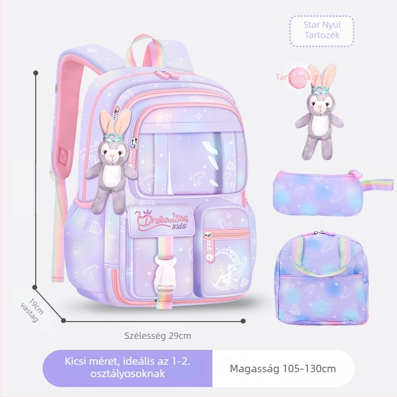 Iskolai hátizsák lányoknak Oxford anyagból — légáteresztő, ultra könnyű, tehercsökkentés, gradiens mintázat, görbült vállpántok