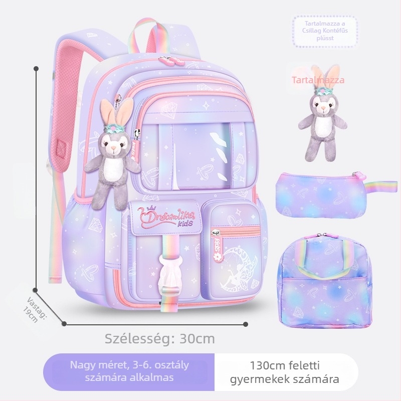 Iskolai hátizsák lányoknak Oxford anyagból — légáteresztő, ultra könnyű, tehercsökkentés, gradiens mintázat, görbült vállpántok