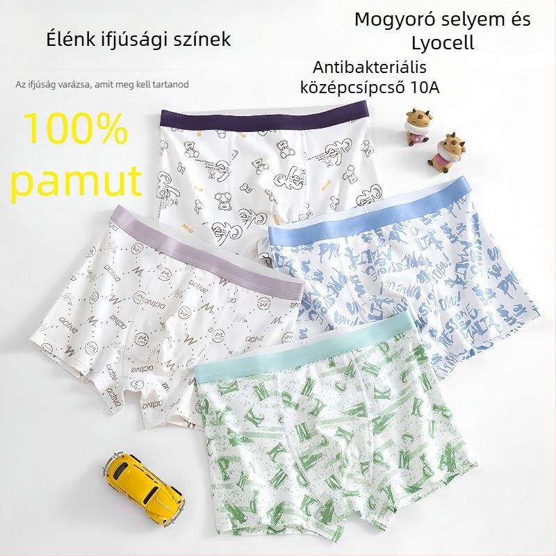 Guoyoubi gyerekeknek készült pamut boxeralsó, varrat nélküli ágyéktáj, antibakteriális 10a, légáteresztő, 3–8 éveseknek (100–140 cm), téli 2024