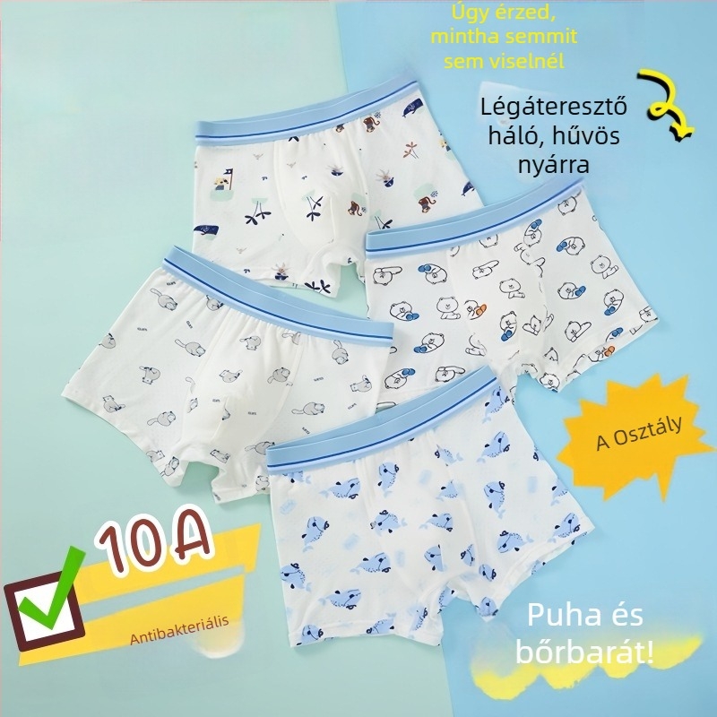 Guoyoubi gyerekeknek készült pamut boxeralsó, varrat nélküli ágyéktáj, antibakteriális 10a, légáteresztő, 3–8 éveseknek (100–140 cm), téli 2024