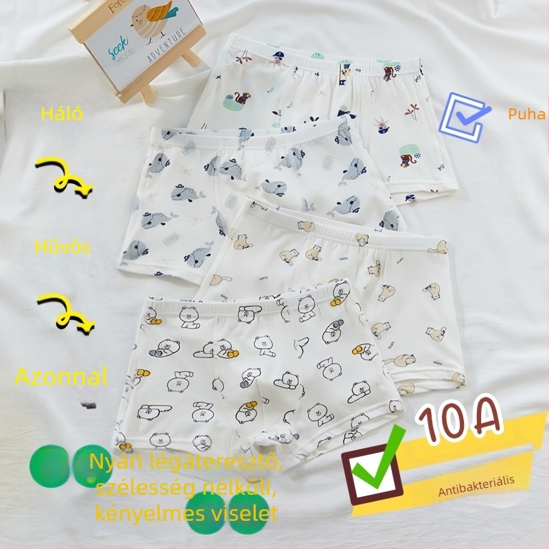 Guoyoubi gyerekeknek készült pamut boxeralsó, varrat nélküli ágyéktáj, antibakteriális 10a, légáteresztő, 3–8 éveseknek (100–140 cm), téli 2024