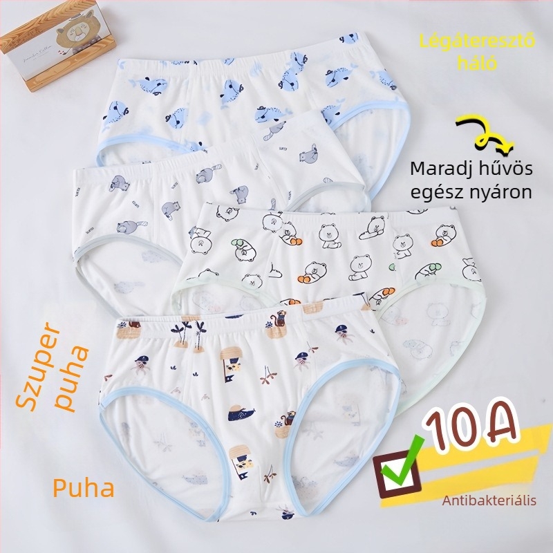 Guoyoubi gyerekeknek készült pamut boxeralsó, varrat nélküli ágyéktáj, antibakteriális 10a, légáteresztő, 3–8 éveseknek (100–140 cm), téli 2024