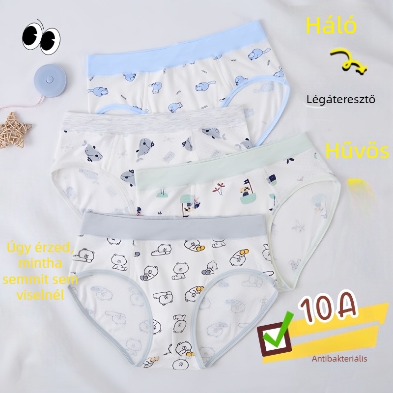 Guoyoubi gyerekeknek készült pamut boxeralsó, varrat nélküli ágyéktáj, antibakteriális 10a, légáteresztő, 3–8 éveseknek (100–140 cm), téli 2024