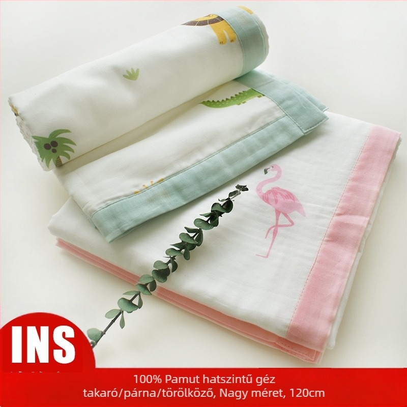 Hat rétegű, 100% pamut géz babatörölköző — minden évszakra, újszülötteknek