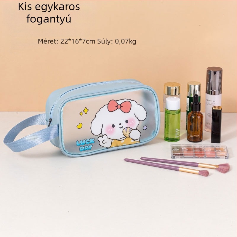 Rajzfilm mintás vízálló neszesszer kozmetikai táska, nagy kapacitású, PVC anyag, cipzár, száraz-nedves elválasztás
