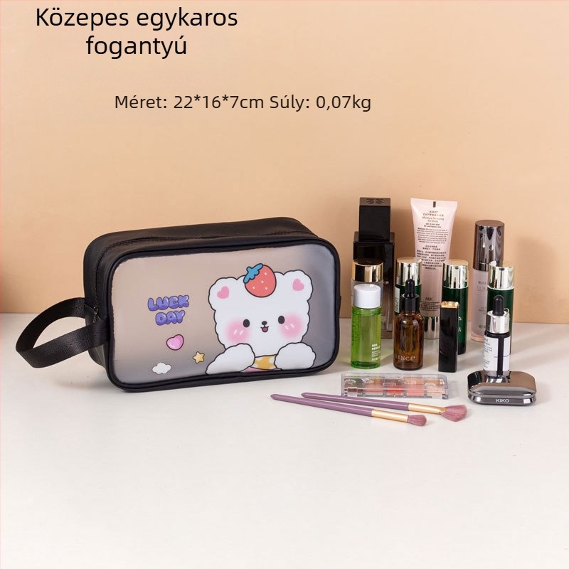 Rajzfilm mintás vízálló neszesszer kozmetikai táska, nagy kapacitású, PVC anyag, cipzár, száraz-nedves elválasztás