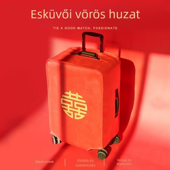 Esküvői bőröndvédő huzat Velcro-zárással, poliészter, univerzális görgők, szöveges mintázat, minimalistán csendes luxus